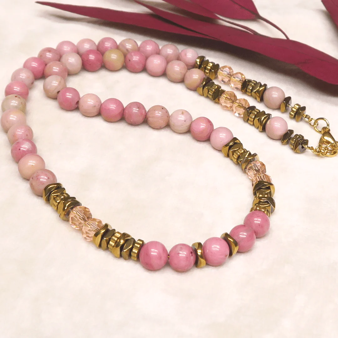 Env. 55 perles rondes 6 mm Rhodonite rose - Image 2