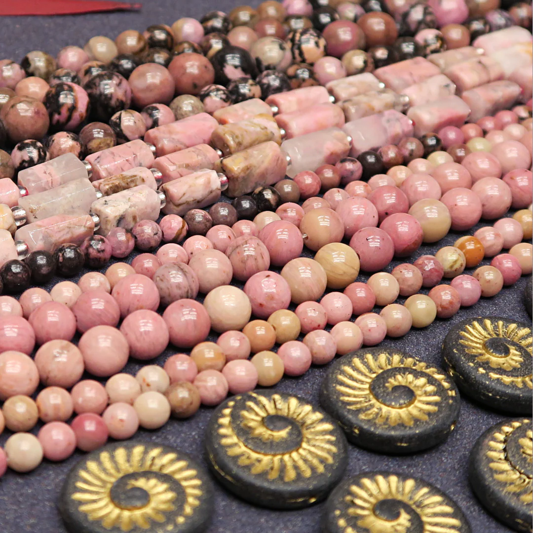 Env. 55 perles rondes 6 mm Rhodonite rose - Image 3