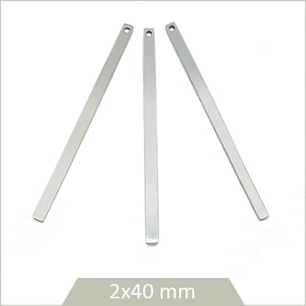 6 breloques bâtonnets 40 mm en acier inoxydable