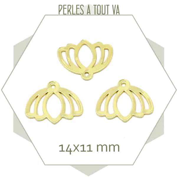 6 breloques petit lotus doré cantOr