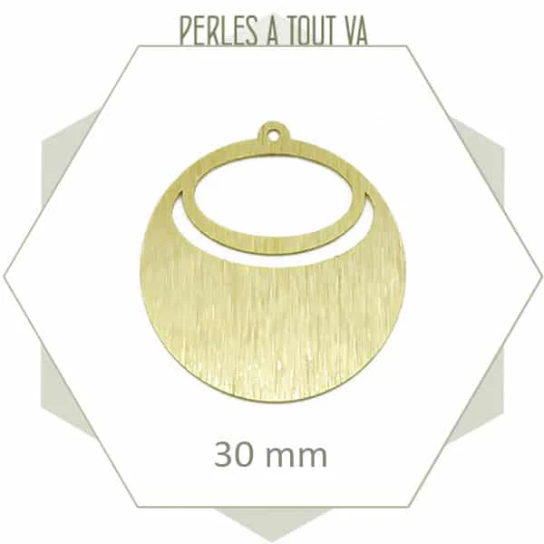 6 breloques raven striées en laiton brut