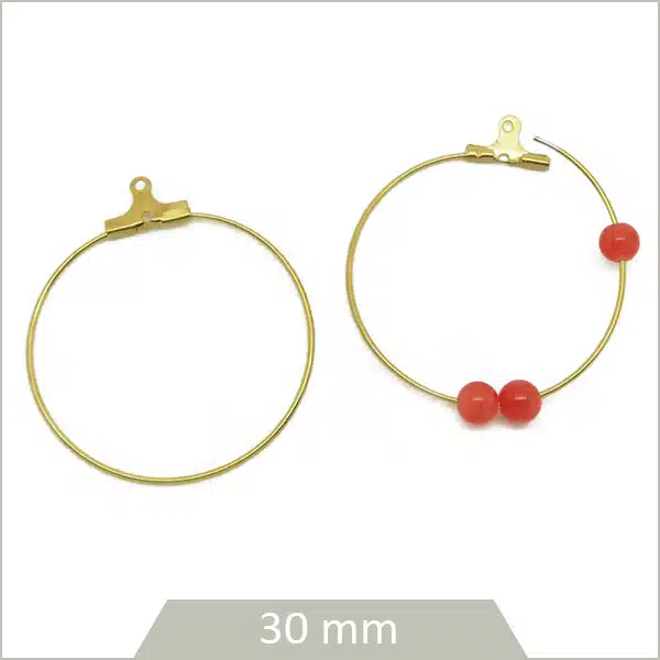 6 créoles 30 mm en acier doré