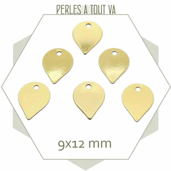 6 petites breloques goutte inversée dorées cantOr