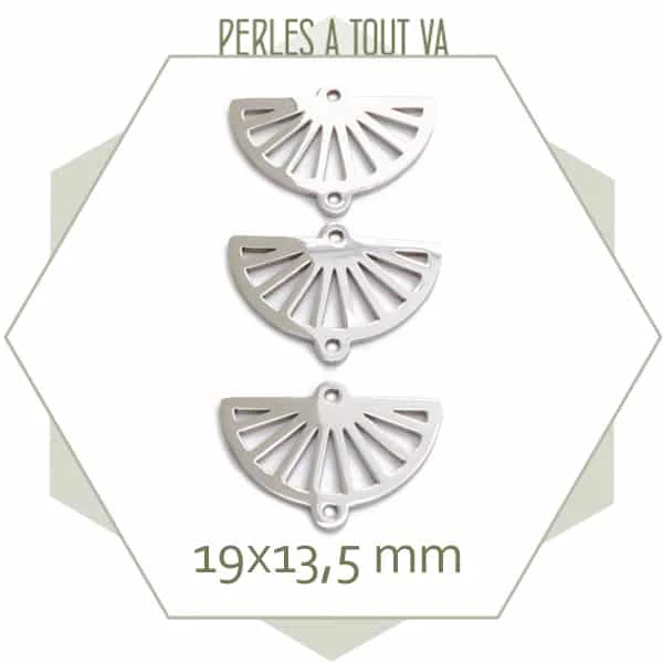 6 petits connecteurs demi cercle ajourés en acier inoxydable