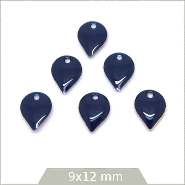 6 sequins effet émaillé goutte inversée bleu marine