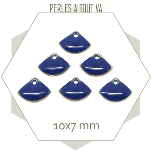 6 sequins éventails effet émaillé bleu nuit