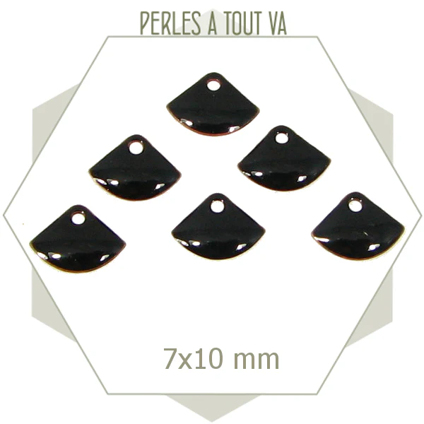 6 sequins éventails effet émaillé noirs