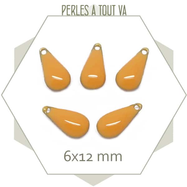 6 sequins petites gouttes effet émaillé moutarde
