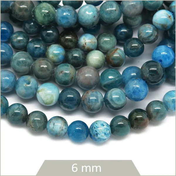 Env. 59 perles rondes en Apatite 6 mm