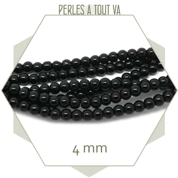 Env. 75 perles de verre rondes 4 mm noires