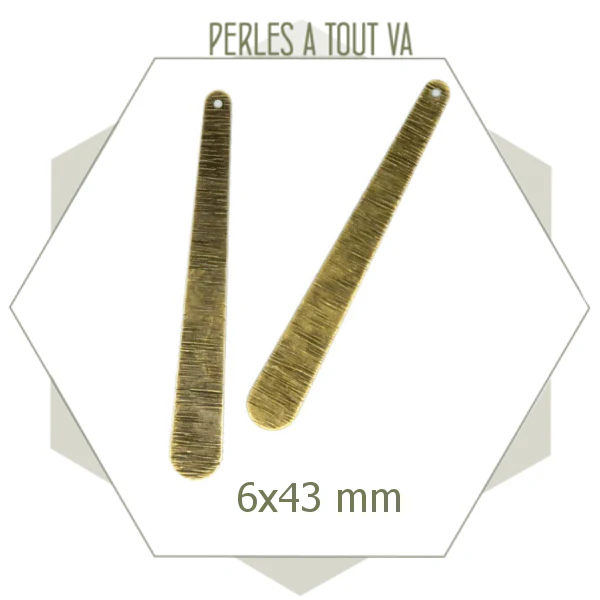 8 breloques bronze longues gouttes texturées