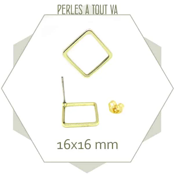 8 clous de boucles d'oreilles losange dorés