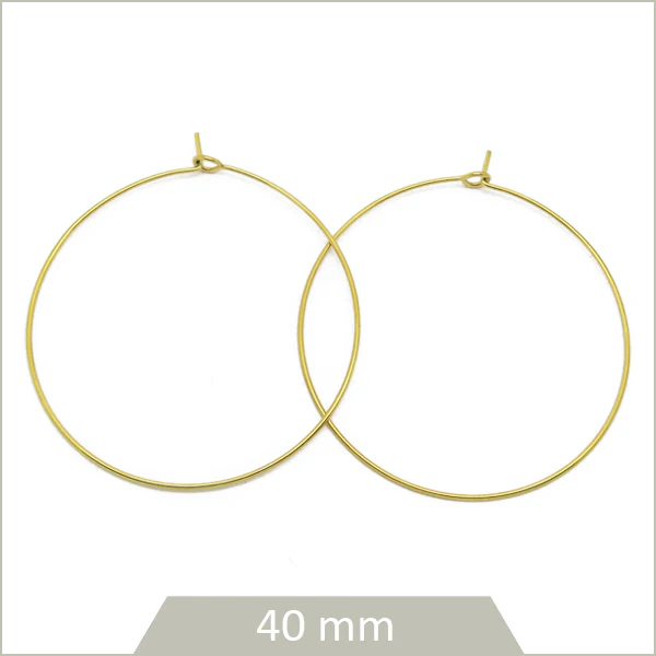 6 créoles acier doré, 40 mm