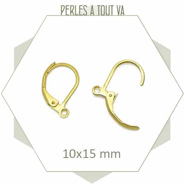 8 dormeuses en acier doré pour boucles d'oreilles