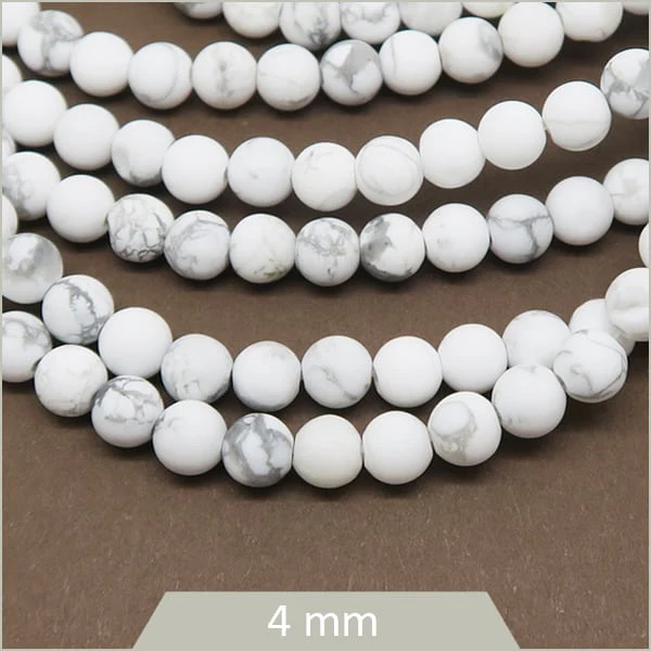 Env. 80 perles Howlite blanche ronde 4 mm