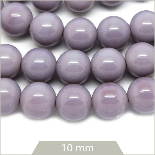 Env. 38 perles de verre rondes lila 10 mm