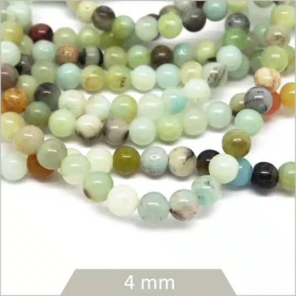 Env. 82 perles d'Amazonite lisse, 4 mm