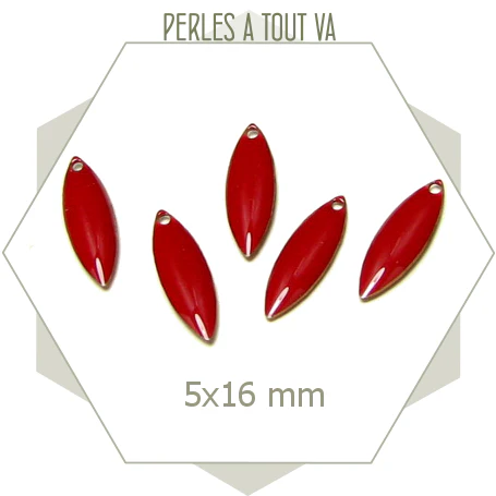 Sequins effet émaillé petite navette 5 x 16 mm rouge brique