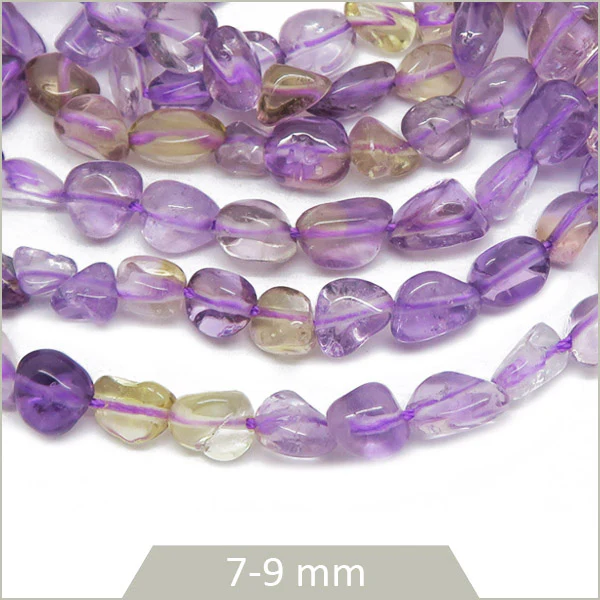 38 cm de perles galets en Amétrine calibre 7 mm